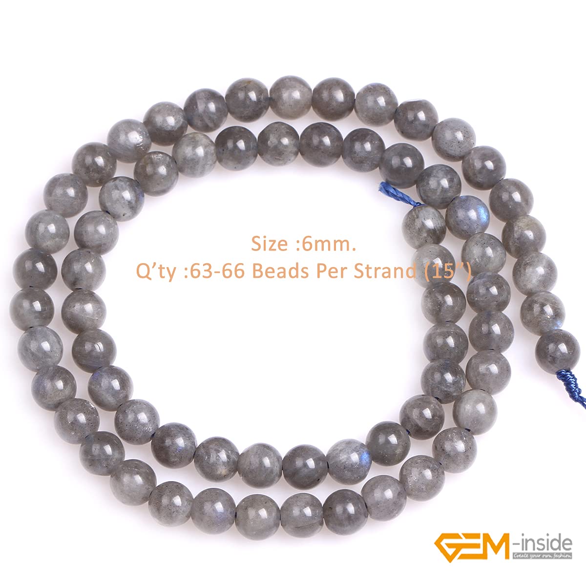GEM-Inside Natural 6mm AA Grade Blue Rainbow Labradorite Gemstone Loose Beads Round Crystal Energy Stone Power for Jewelry Making 15''
