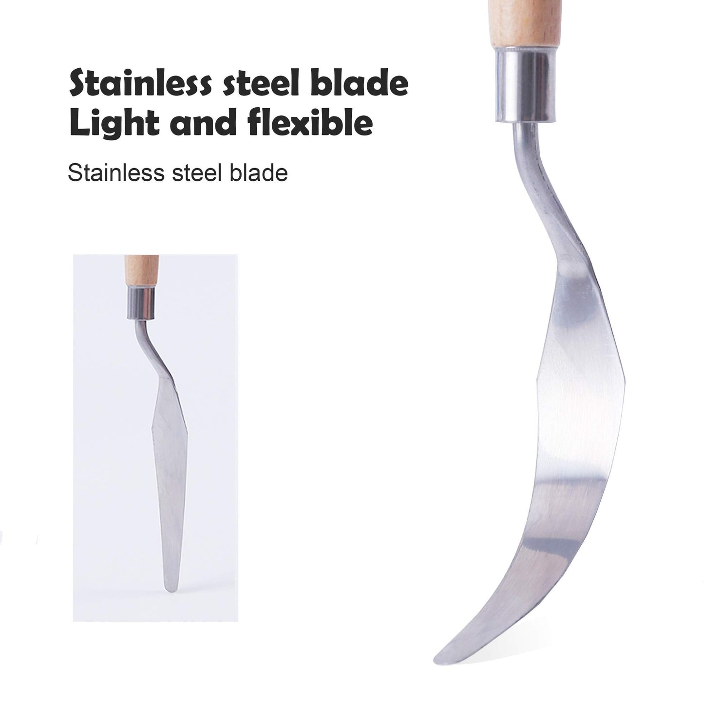 CONDA Palette Knife Set 1 set 10Pcs Palette Knife Painting Wood Handle with Different Shapes and 1 set 5 pcs regular shapes pack