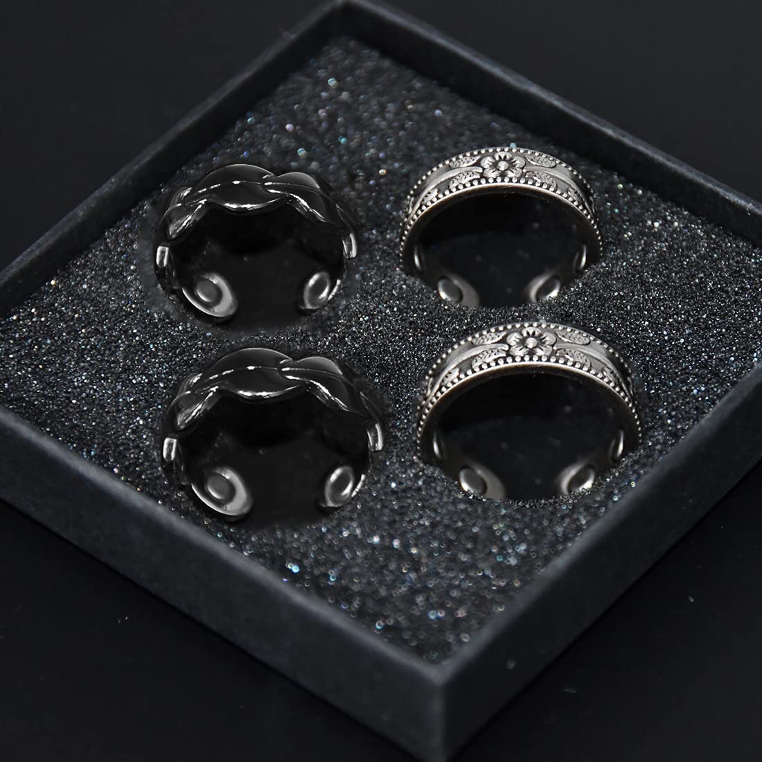 Cigmag 7X Copper Rings for Women 99% Solid Pure Copper Ring Adjustable with Present Box (2PCS Black)