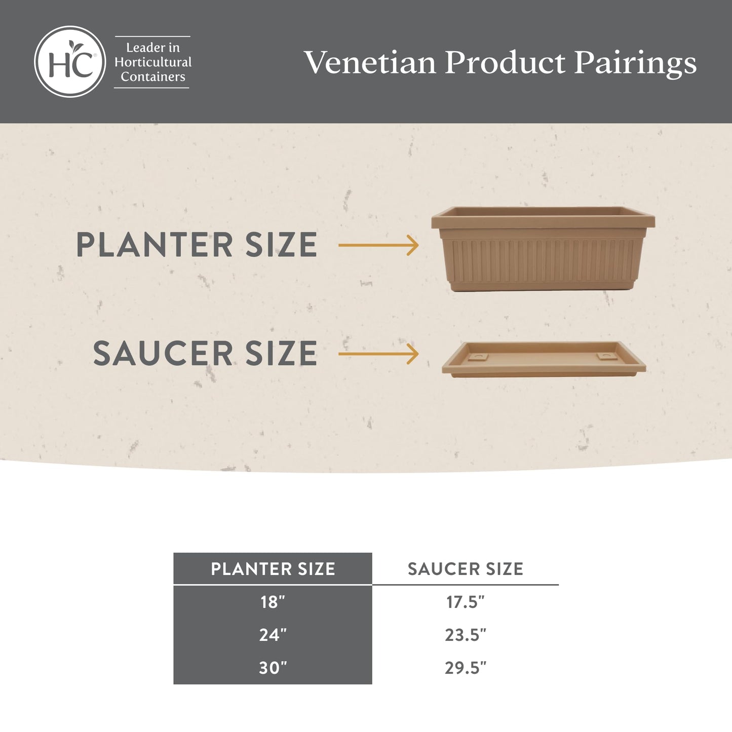 The HC Companies Venetian Window Planter Box w/Drain Plug - Long Planter Box for Windowsills, Balconies & More - Plastic Large Rectangular Planters for Herbs & Flowers (24" Warm Gray, Pack of 1)