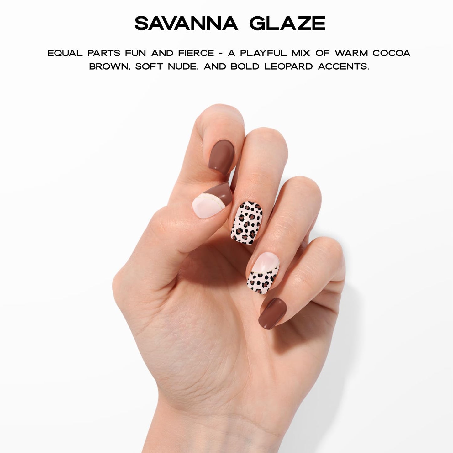 Semi Cured Gel Nail Strips with 30 Pieces – UV Gel Nail Stickers & Nail Wraps, Complete Manicure Kit Includes Prep Pads, Nail File and Wooden Stick, Easy Application, UV Light Required (Savanna Glaze)