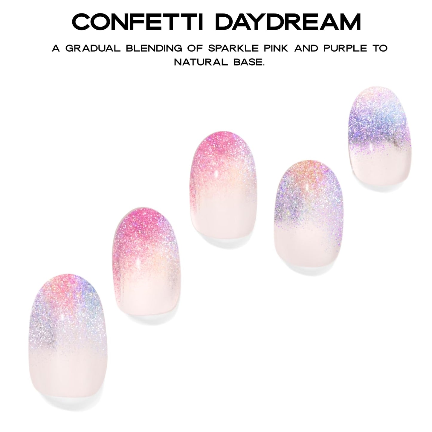 Adora Couture Semi Cured Gel Nail Strips with 30 Pieces - Salon Quality Manicure Kit for Women Easy Application Wraps Includes Prep Pads Nail File Wooden Stick, UV Light Required (Multi Confetti)