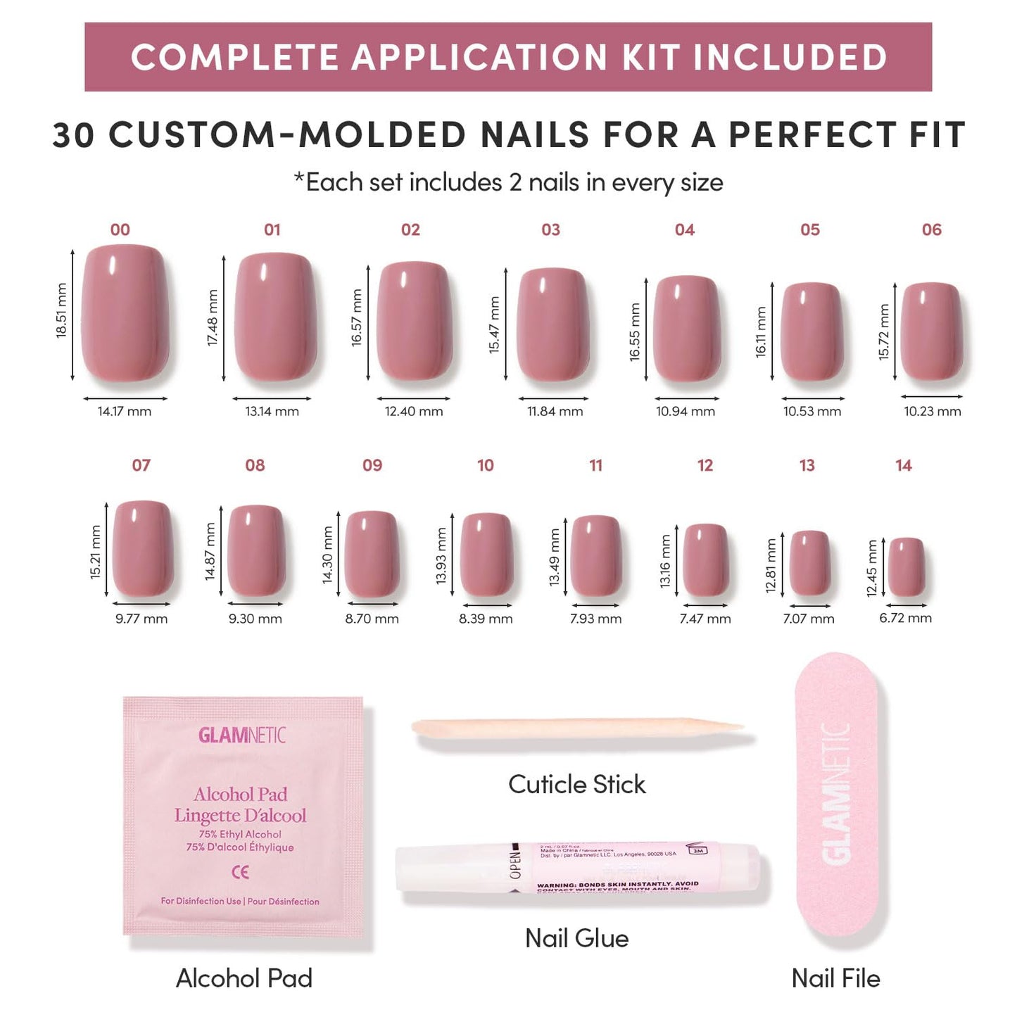 Glamnetic Press-On Nails Bundle - Mauve Cutie & Mauve On | 2 Muted Purple Fake Nails in Super Short & Short Squoval | Durable, Salon-Quality Nail Kits