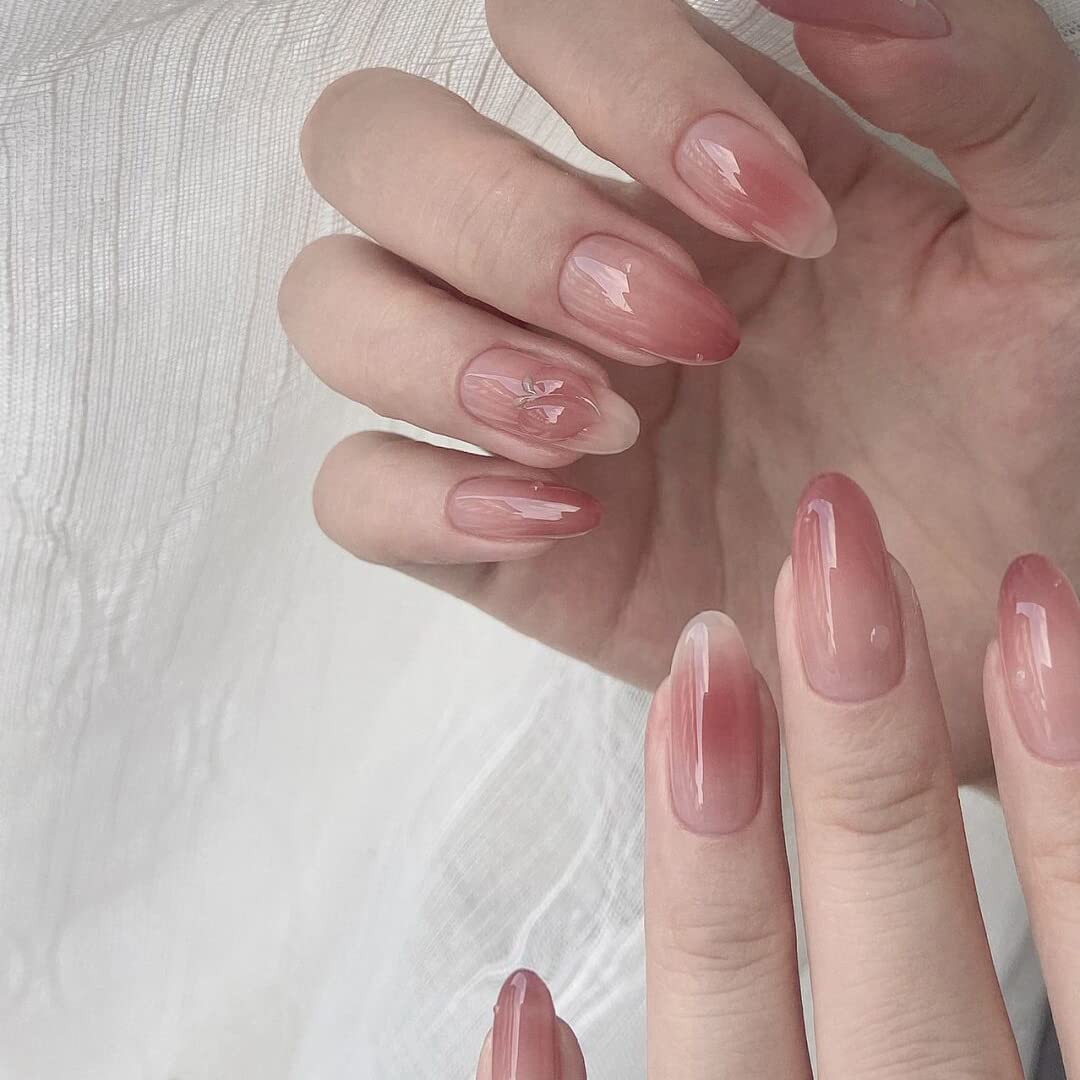 Light Rain Small Size Hand-made Press on Nails, 3D Gel UV Finished False nails with Design by Professional Manicurist
