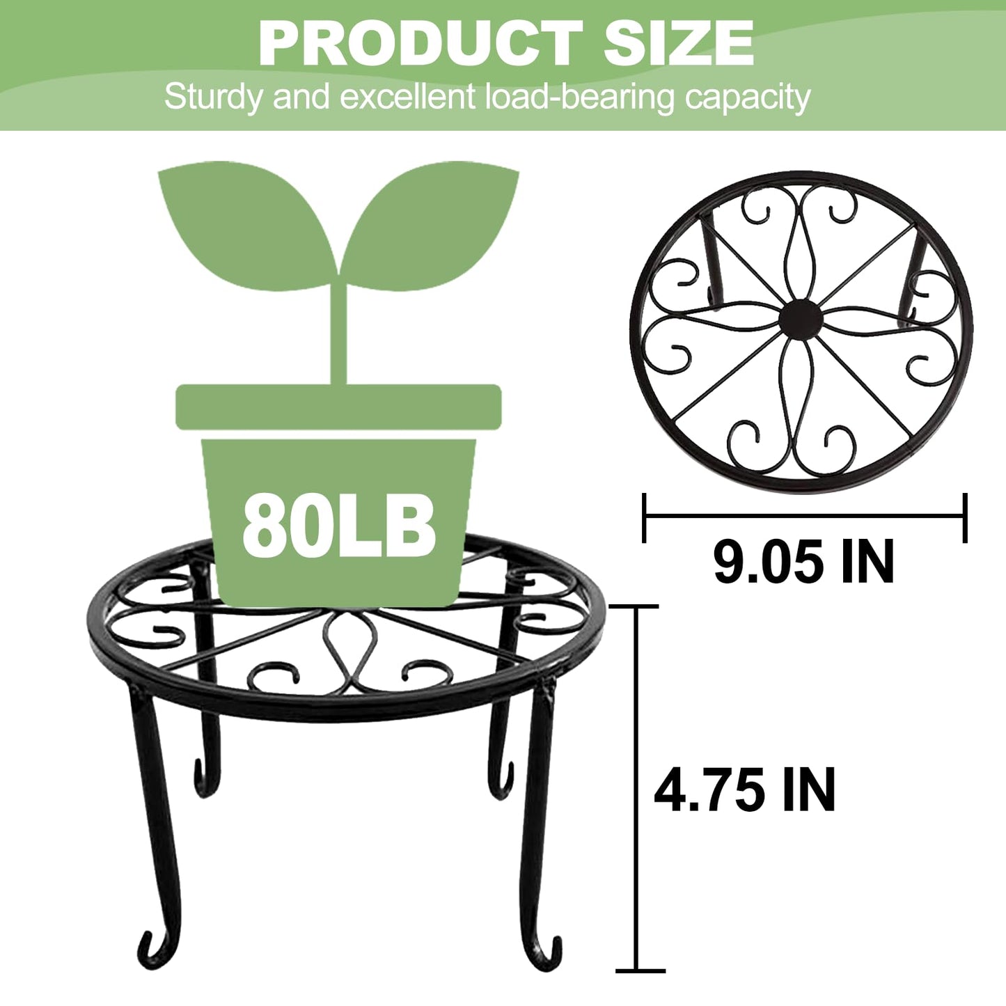 YUYIUS 2 Pack Plant Stands, Heavy Duty Metal Flower Pot Stands for Multiple Plant, Decoration Racks for Home, Patio, Garden