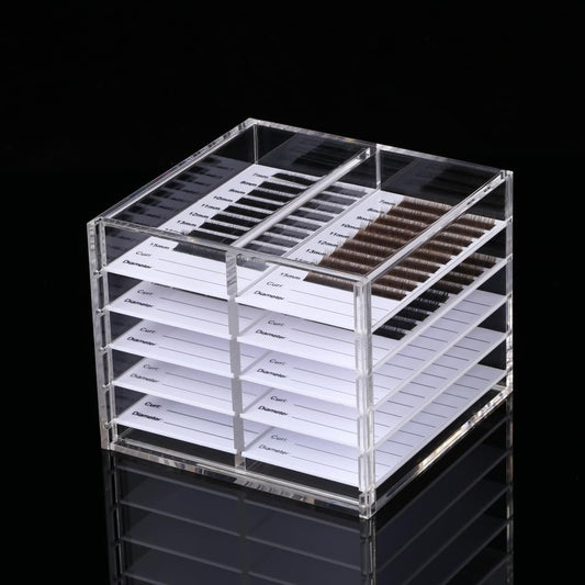 LIXIMMAZN 10 Layers Acrylic Eyelash Storage Organizer, Cosmetic Makeup Container Box, Clear Case Cabinet Display Used for Eyelash Storage and Eyelash Salons (10 Layers Type A)