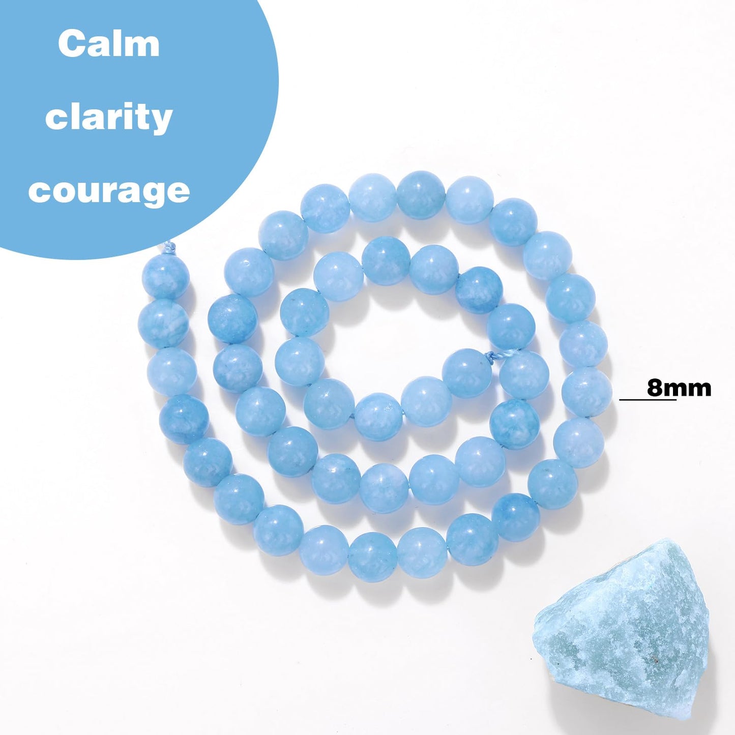 Raicegs 100pcs 8mm Aquamarine Beads Natural Gemstone Beads Round Loose Beads for Jewelry Making DIY Bracelets Necklace