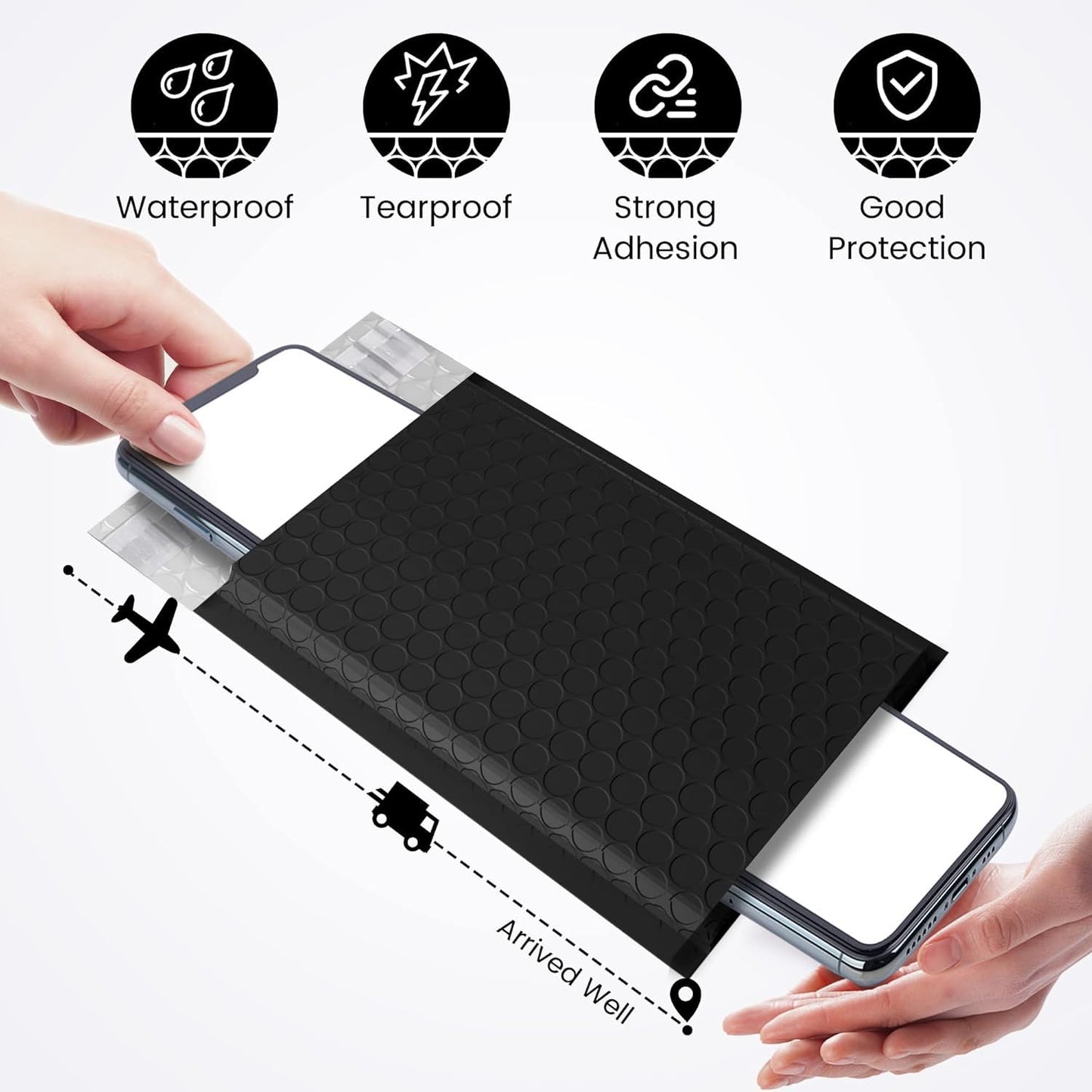 Fuxury Bubble Mailers 4x8" 800Pcs Bulk, Waterproof Padded Envelopes Usable Size 4x7", Cushioning Small Mailing Envelopes,Padded Mailers for Mailing Jewelry Makeup Small Business, #000 Black