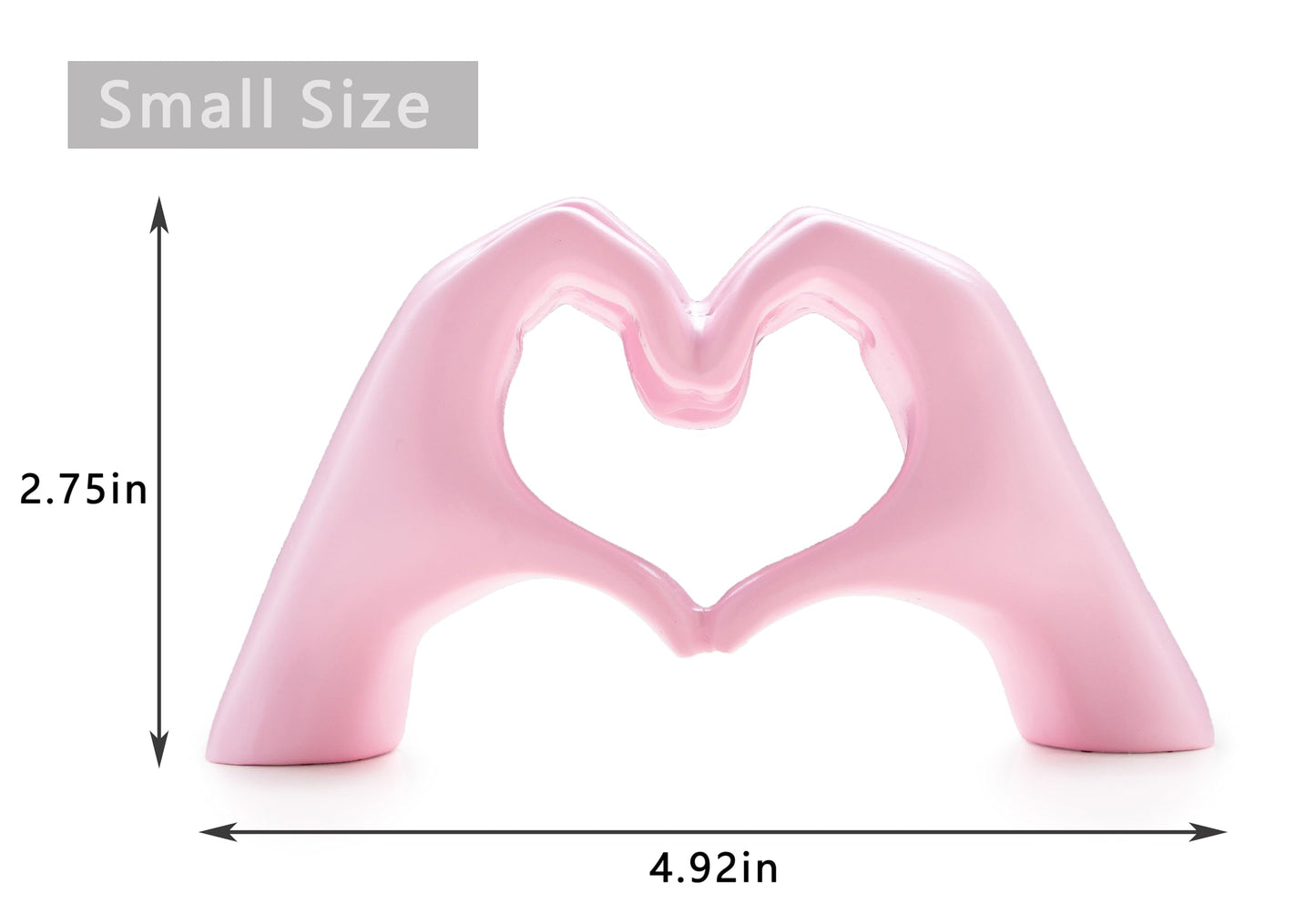 Small Heart Hands Sculpture Decor for Living Room Bedroom Bookshelf Coffe Table and Office Display, Love Finger Statue Modern Aesthetic Home Decor, Unique Gift for Wedding Christmas Birthday (Pink)