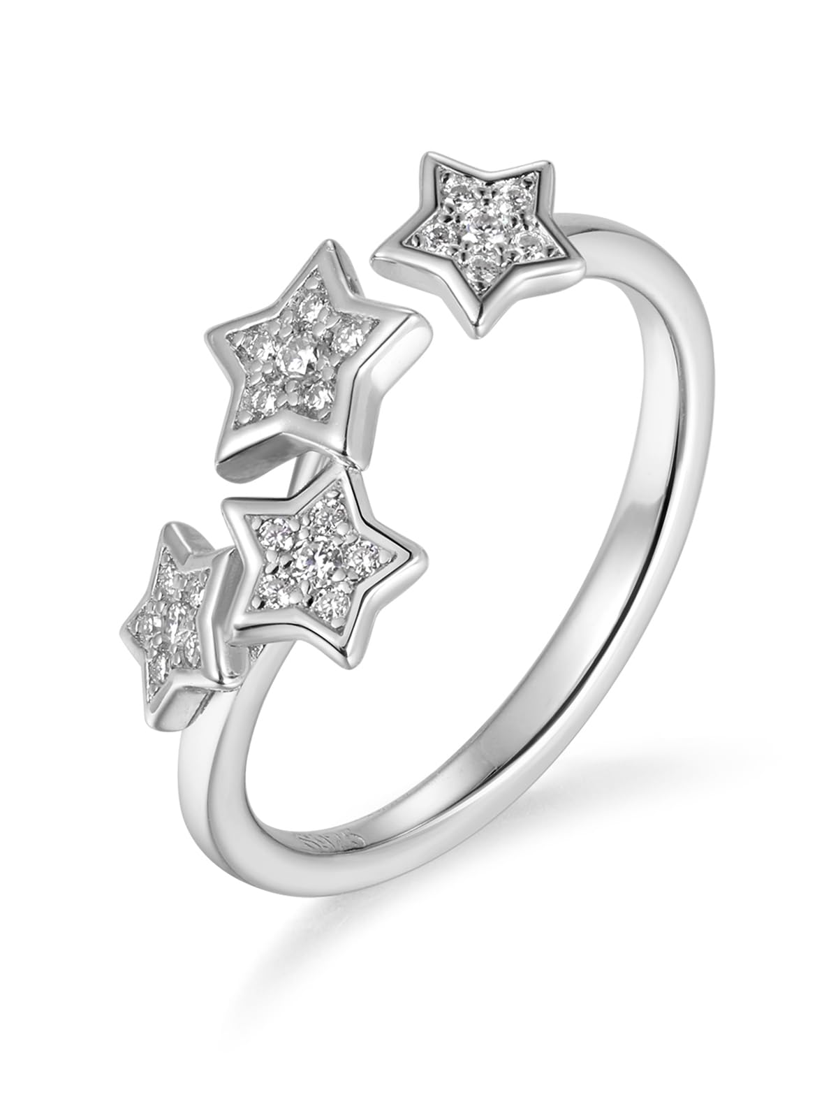 CYW Sterling Silver Moissanite Star Ring Adjustable Womens Stacking Open Rings Size 9