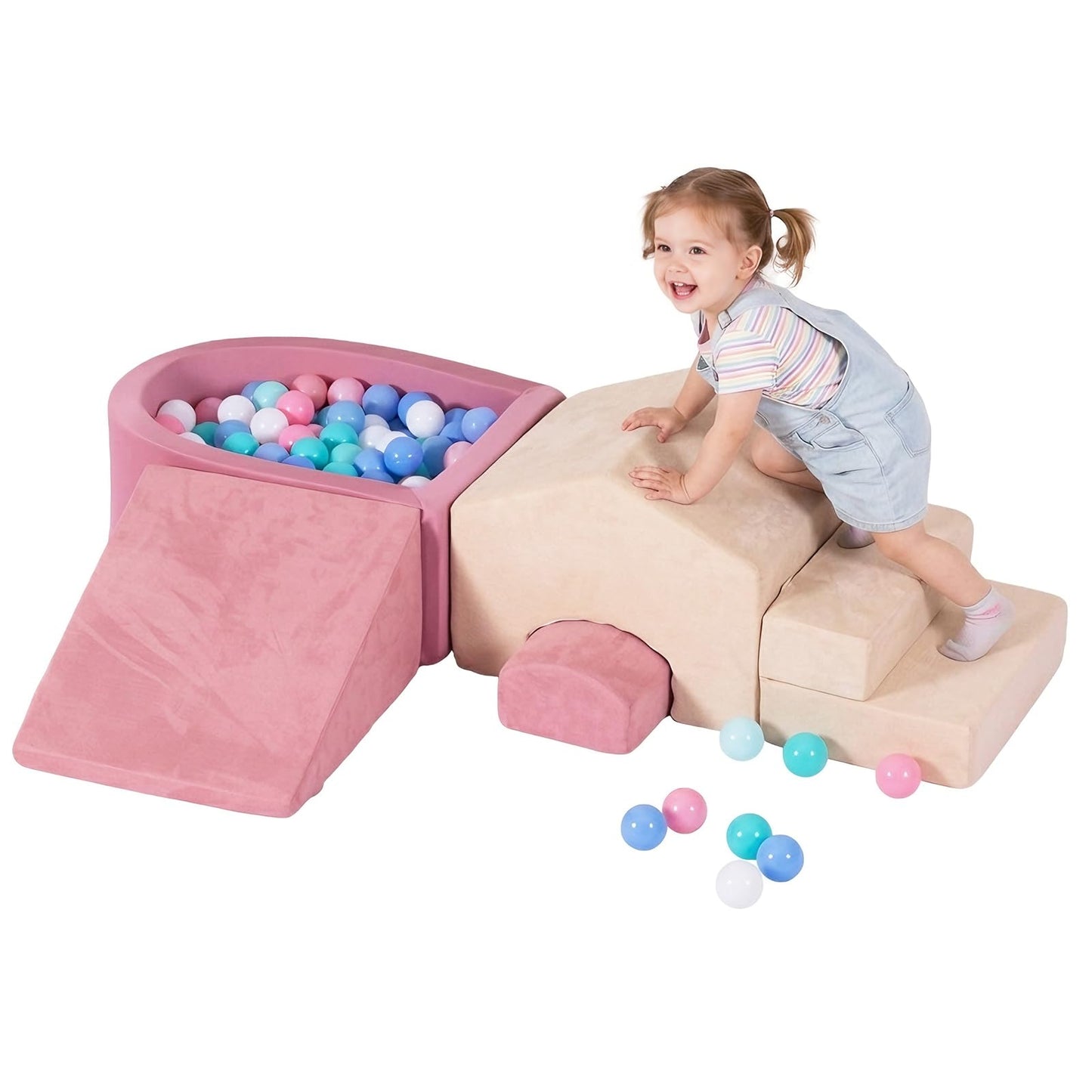 STAOLENE Soft Foam Climbing Blocks for Toddlers 1-3, 5PCS Toddler Climbing Toys, Baby Foam Climbing Blocks, Indoor Climb and Crawl Activity Play Set(Balls Not Included)