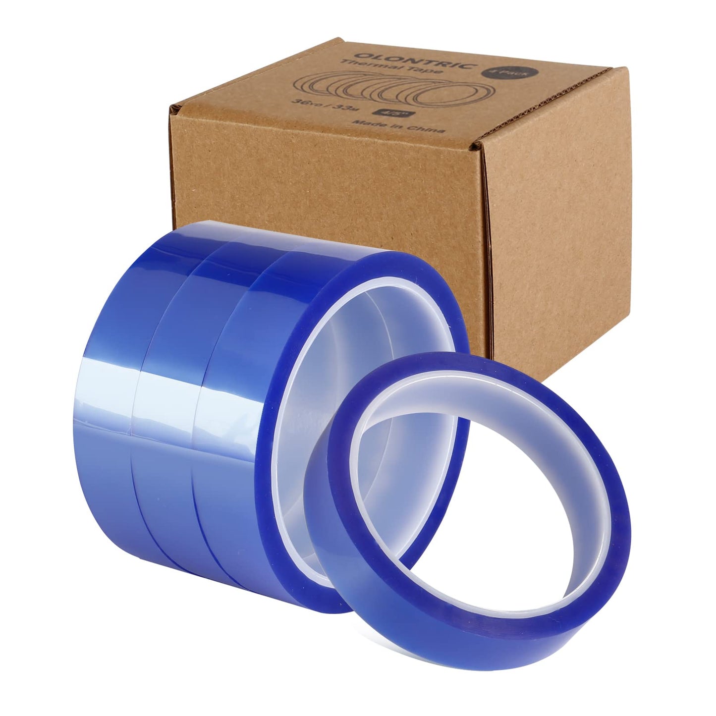 OLONTRIC 4 Rolls 4/5 Inch Wide x 36 Yards Long Blue High Temperature Tape, Sublimation Blanks Thermal Tape, Heat Transfer Tape