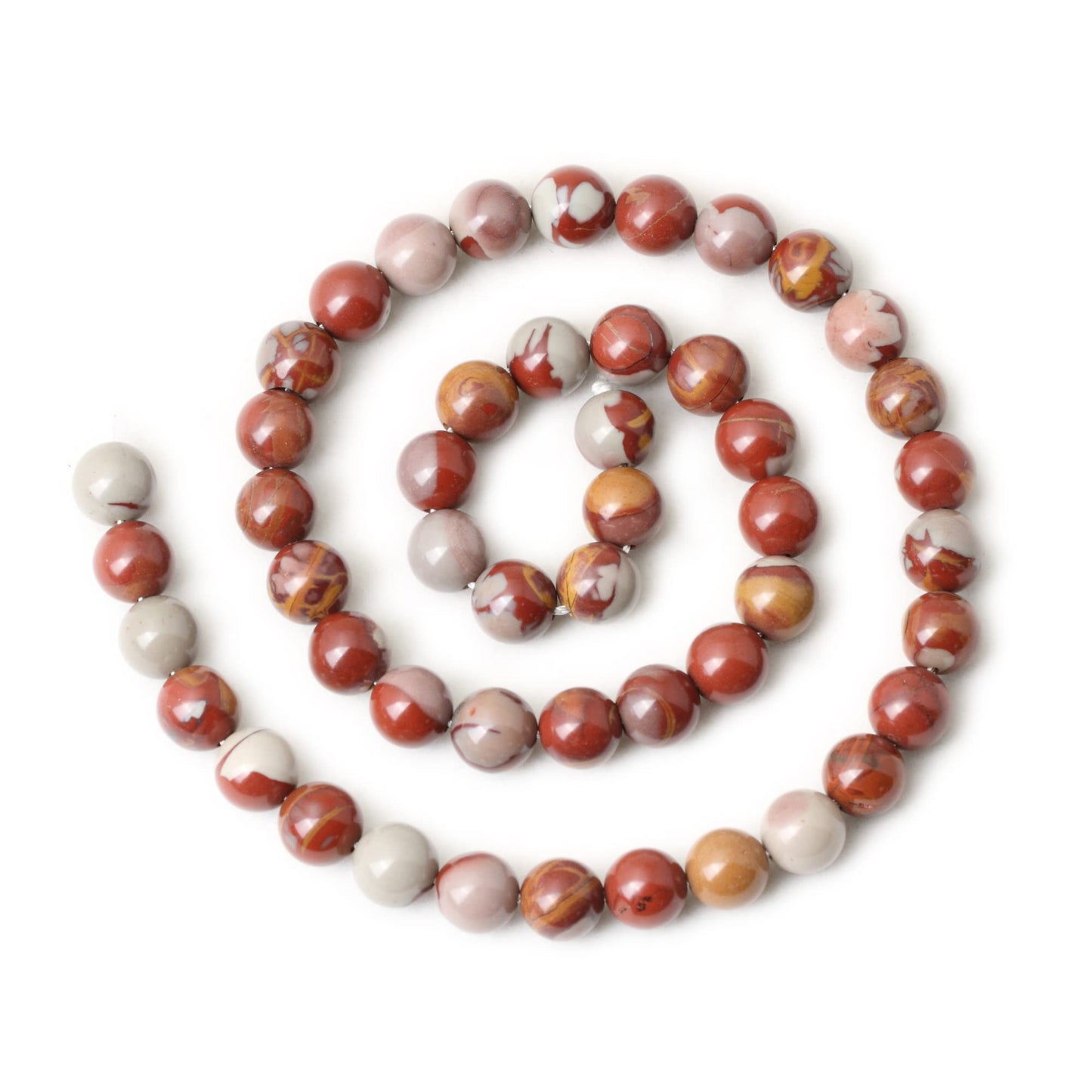 CHEAVIAN 45PCS 8mm Natural Aust Noreena Jasper Gemstone Smooth Surface Round Loose Beads for Jewelry Making 1 String 15 Inches