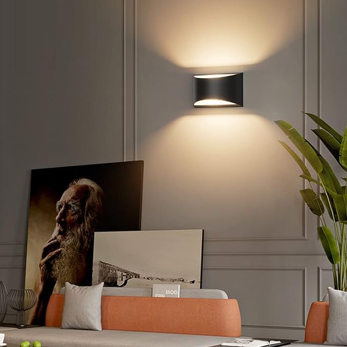 Aipsun Black Modern LED Wall Sconce Indoor Wall Lights 1 Pack Hardwired Up and Down Wall Mount Light for Living Room Bedroom Hallway Corridor Conservatory Warm White 3000K(with G9 Bulbs)
