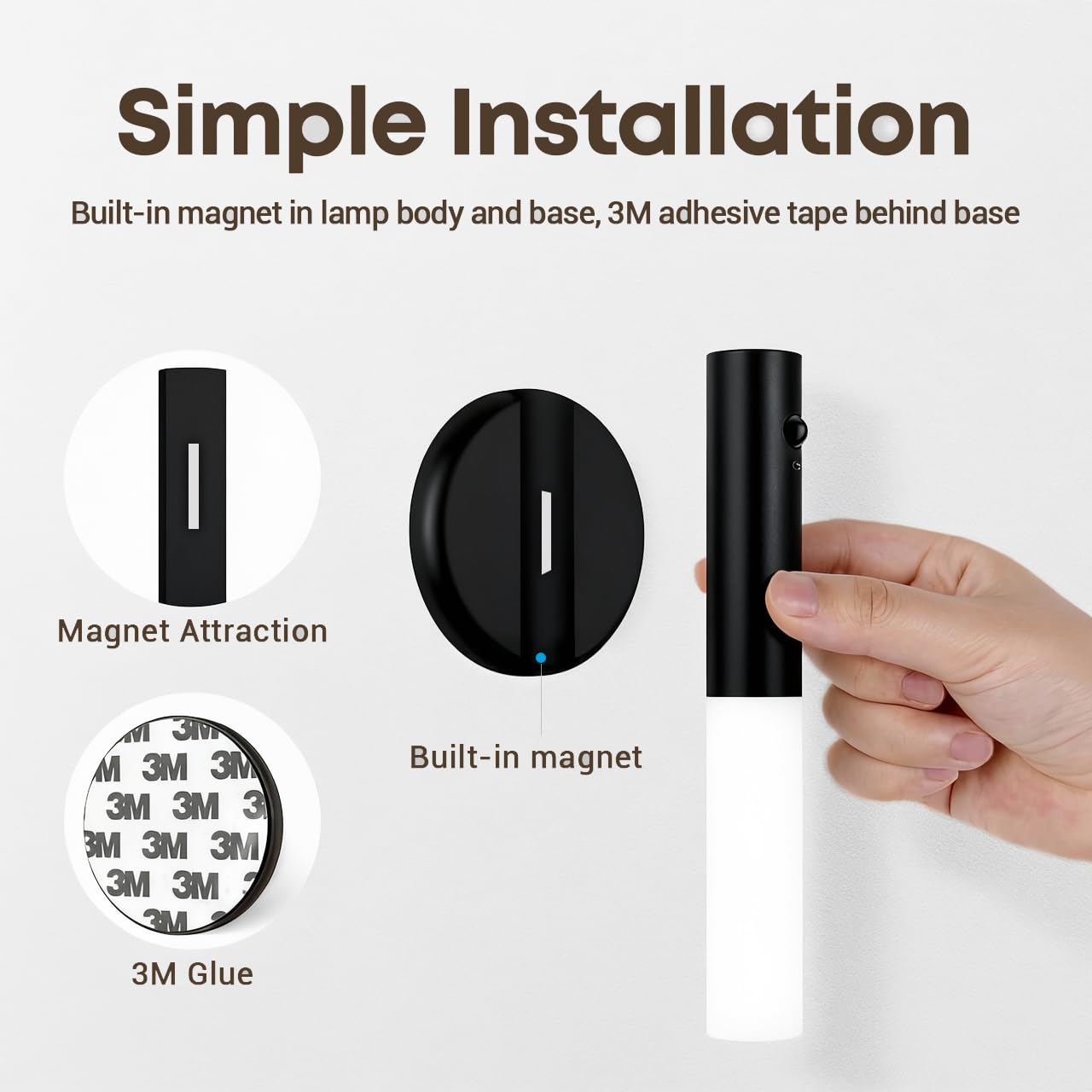 Haloak Motion Sensor Night Lights Indoor, Dimmable Lighting Decor for Stair, Bedroom, Kids Room,Magnetic Hallway Rechargeable LED Wireless Battery Operated Wall Sconce
