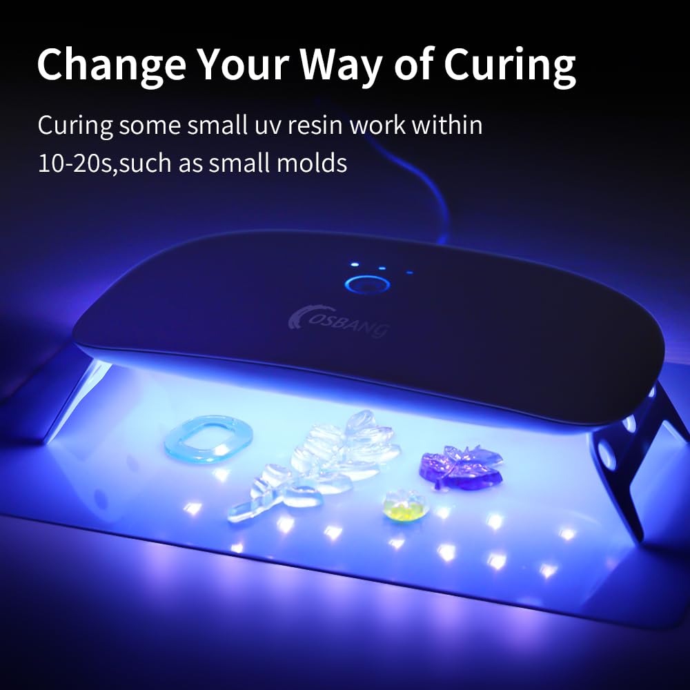 OSBANG 2 Pack UV Light for Resin, Large Size Foldable UV Resin Lamp and Mini Portable Light, Fast Curing and Light Weight UV Lamp, Resin Kits for Jewelry Making, DIY Craft