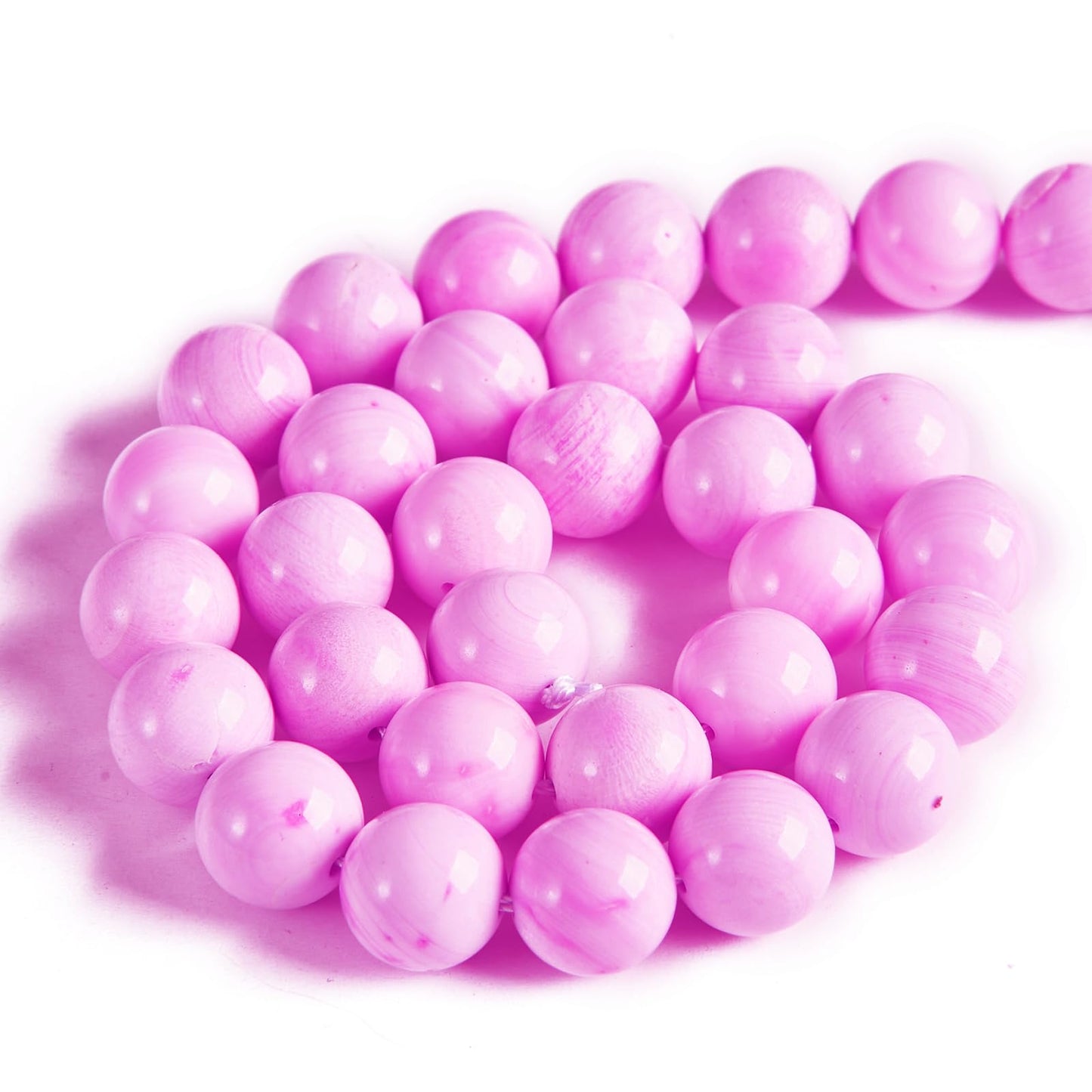 60pcs 6mm Pink Shell Jasper Beads Natural Gemstone Beads Round Loose Beads for Jewelry Making