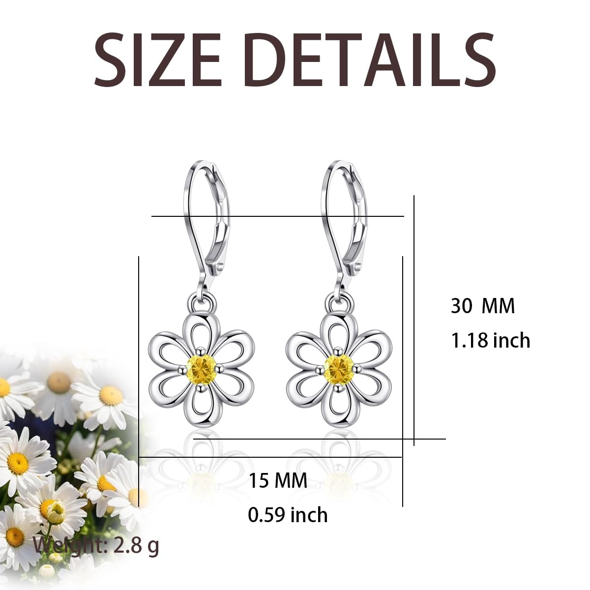 HELORET Daisy Earrings Daisy Leverback Earrings Dainty Flower Drop Dangle Earrings Flower Jewelry for Women Birthday