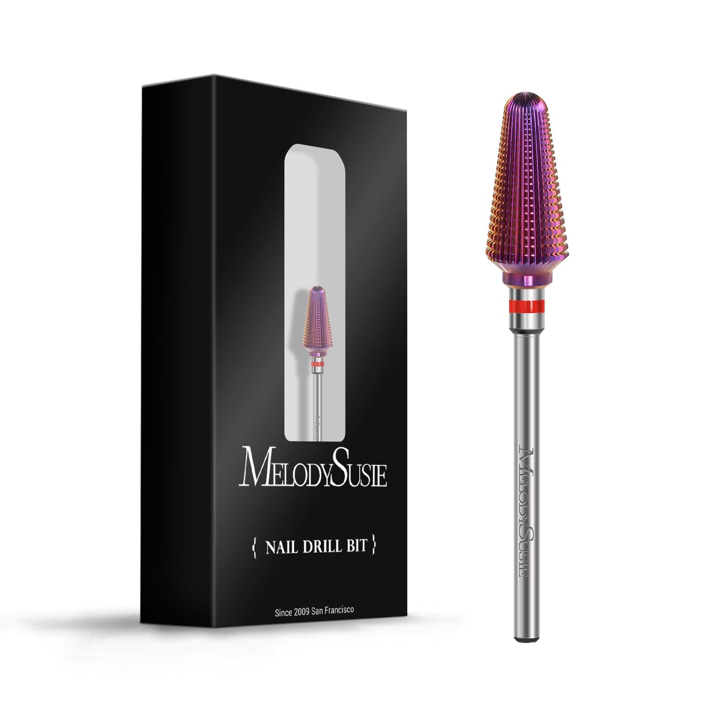 MelodySusie Professional Tornado Nail Drill Bits, 3/32'' Carbide Tungsten Multi-function Bits, Suitable for Manicure Pedicure Cuticle Gel Polishing, Salon Bits, Purple, Series Bit-X, Fine