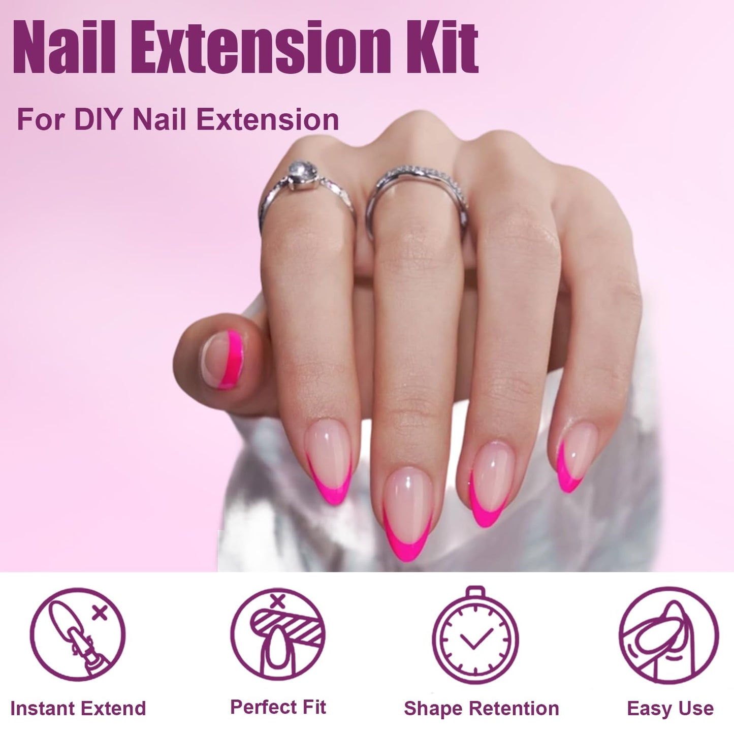 Vnjaoi 280 Pcs Original Sandwich Nails Dual Form with Guide Lines Almond Round Nail Mold for Builder Gel Nail Extensions Art Design Salon DIY at Home