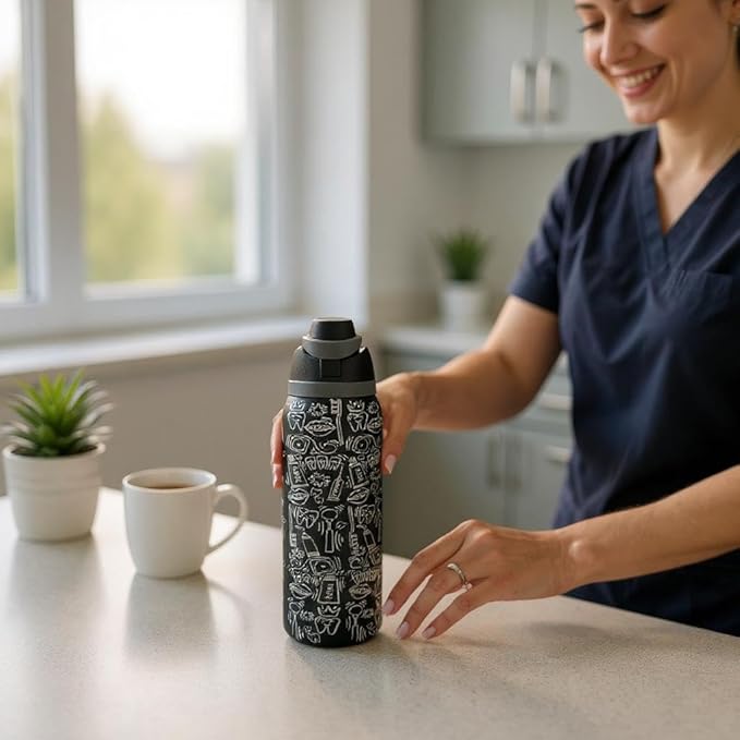 Dental hyginiest tumbler 40oz tumbler Tooth tumbler Dental water bottle Gift for dentist Gift for dental hyginiest Office gift (Black(#76)-Dental(k))
