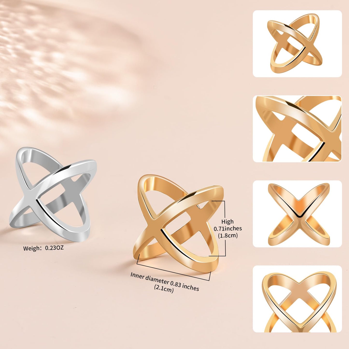 SYWDUDUCLT Medium Size Scarf Ring Scarf Clip for Women's Shawl Silk Neckerchief Tshirt Coat Belt Buckle Gold/Sivler 2Pcs