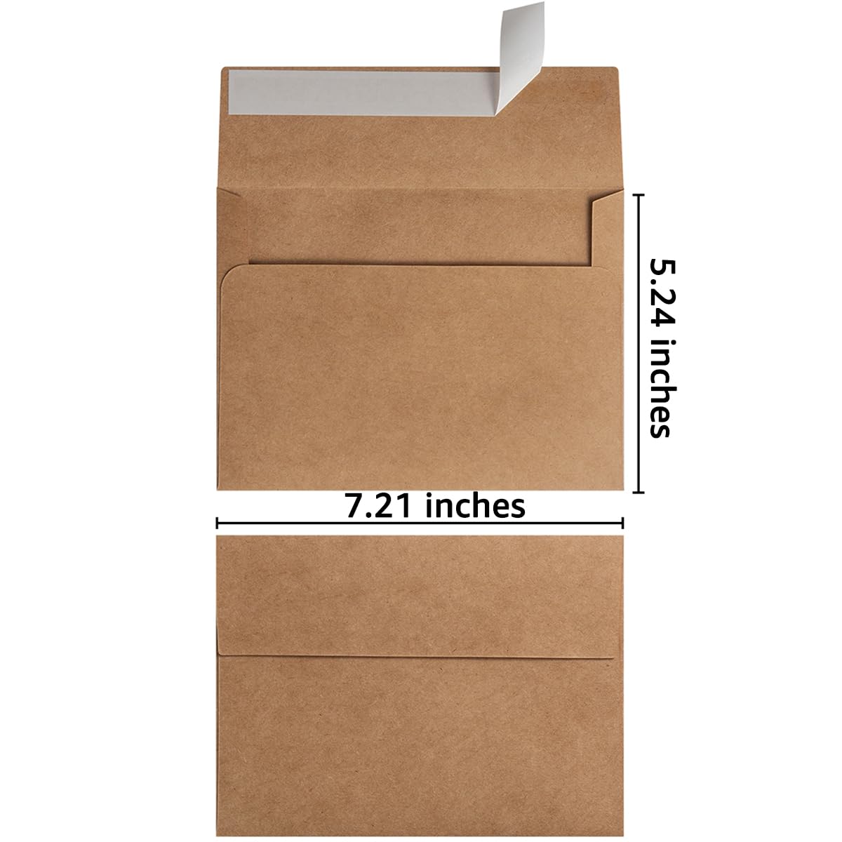 Wishop 100 Pack Brown A7 Envelopes Self-Adhesive 5x7 Envelopes for Invitations, 5x7 Greeting Cards (Brown, 5.24 x 7.21 Inches)