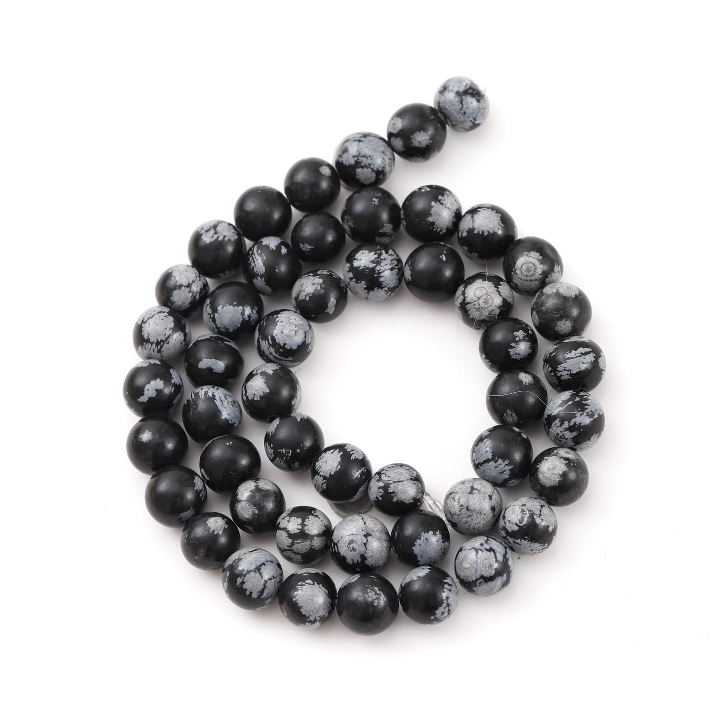 8mm 45pcs DIY Natural Black Snowflake Obsidian Stone Beads Round Healing Crystal Gemstone Loose Beads for Jewelry Making Handmade Bracelet Necklace