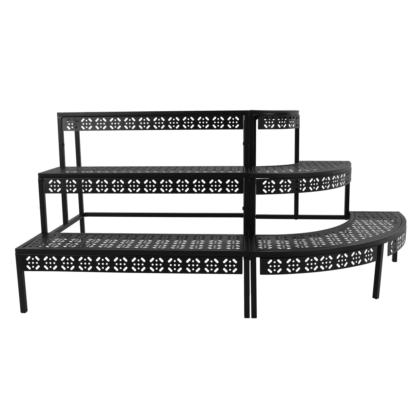 TrueyEssence 3 Tier Metal Plant Stand, Ladder Flower Pot Holder Corner Step Storage Display Rack for Garden Patio Balcony Indoor/Outdoor Black