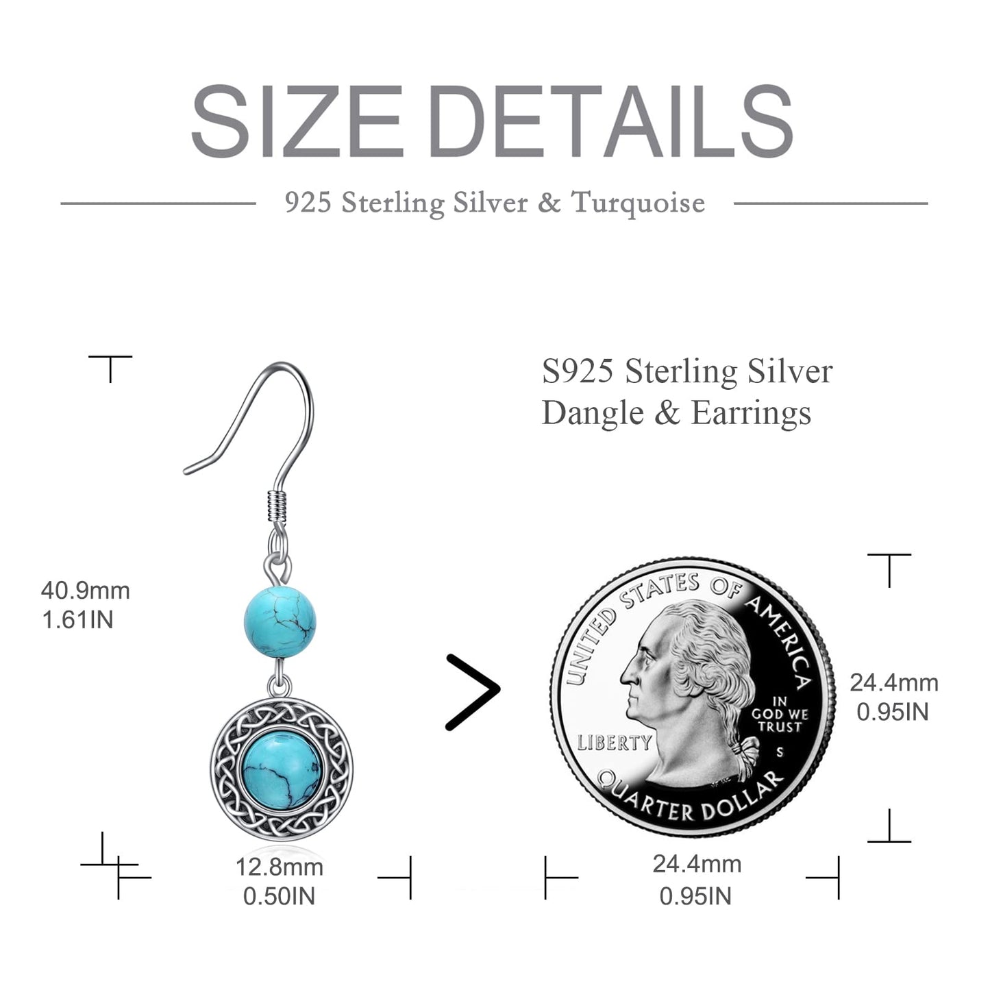 POPLYKE Celtic Turquoise Earrings for Women 925 Sterling Silver Celtic Earrings Vintage Turquoise Jewelry Turquoise Dangle Earrings