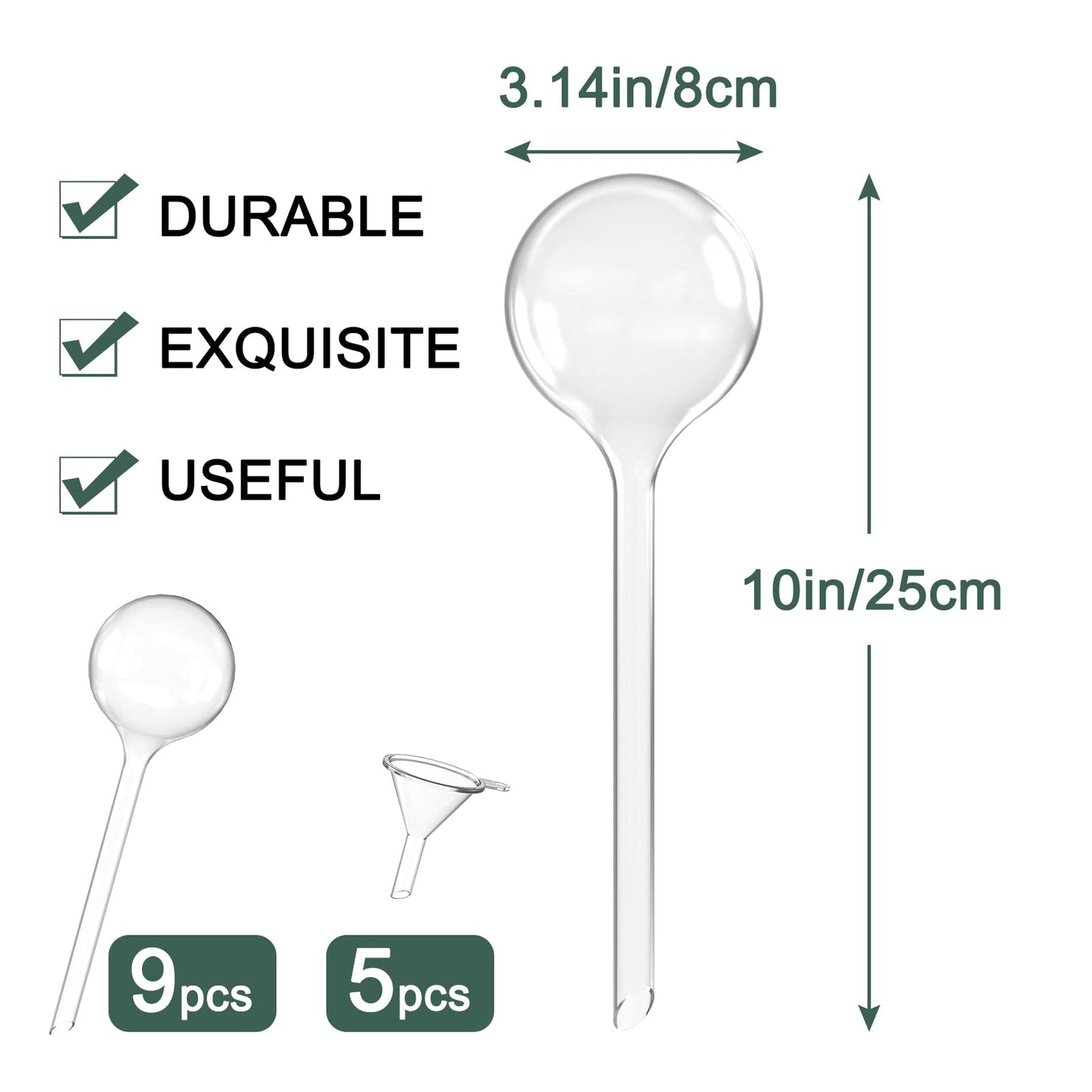 Plant Watering Globes,AOPANDA Self Watering Flower Pot Insert, Plastic Self Watering Bulbs, Large Capacity, for Indoor and Outdoor Plants, 9pcs.