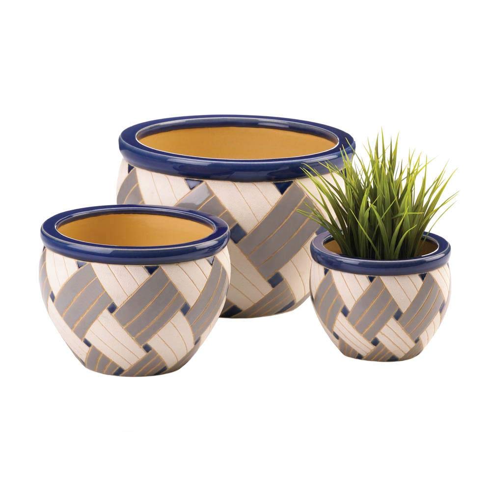 Accent Plus Colorful Planter Pot Trios (Geo Print)