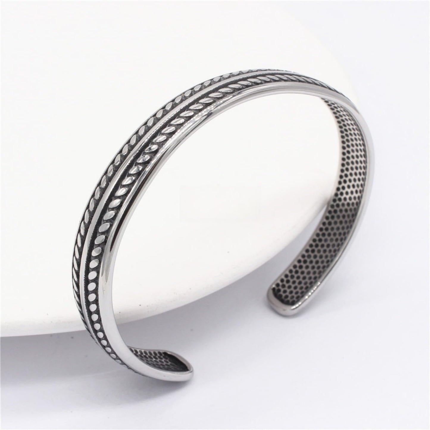 Handmade 925 Sterling Silver Cuff Bangle Bracelet for Men &Women Boho Classical Engraved Leaf Open Adjustable Bracelet Silver Statement Stackable Bangles Minimalist Wristband Cuffs Gifts for Him