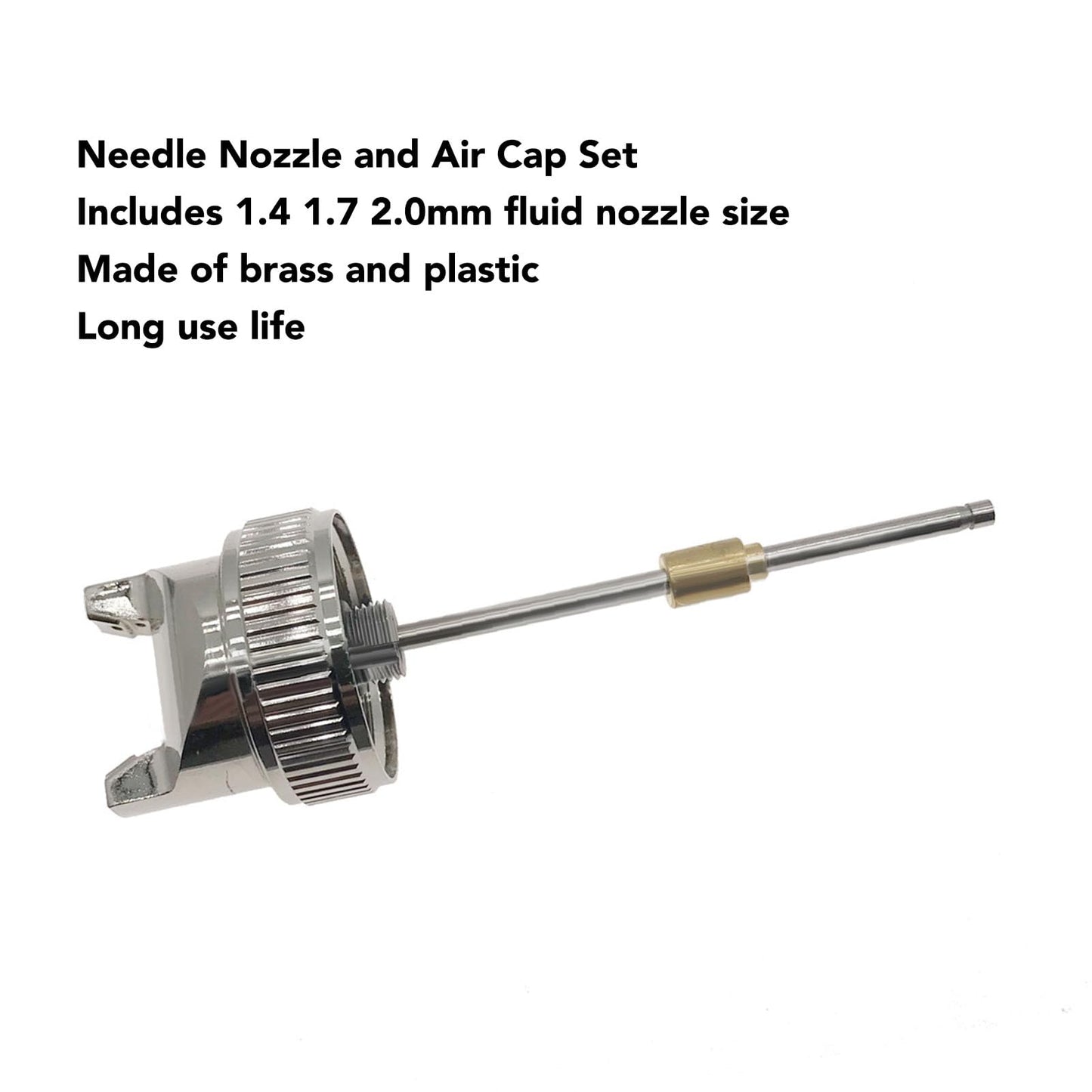 Sunicon Nozzle Set, H-827 1.4mm 1.7mm 2.0mm Nozzle Replacement Kit 3 Sets Needle Fluid Nozzle Air Cap Kit Brass Plastic Fluid Tip Size Set Up Spray Paint Repair Accessories Kit for Spray Guns
