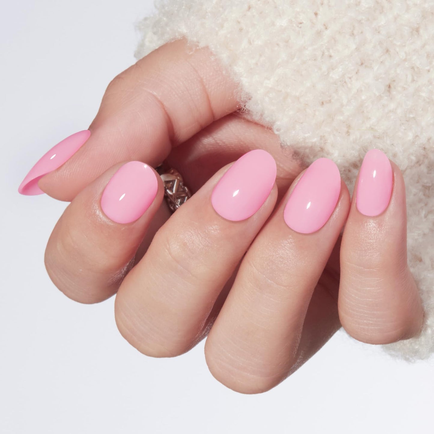 modelones Sakura Pink Short Press on Nails, Oval Fake Nails Kit Press Ons with Nail Glue, Adhesive Tabs, Nail File, Prep Pad, Manicure Stick, 32Pcs 16 Sizes, Spring Summer Women Girl Gift