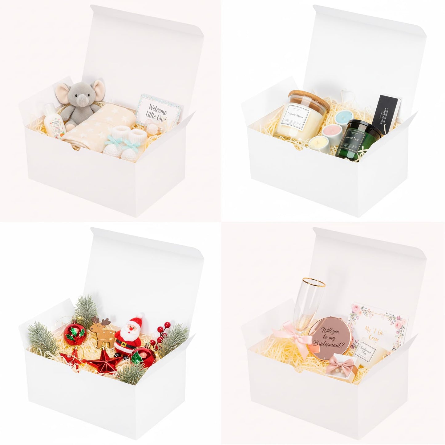 UnicoPak 24 Pack 9x6x4 Gift Boxes, White Gift Boxes with Lids for Presents Bulk for Gifts Birthday Wedding Bridesmaid Proposal Valentine Holiday Christmas