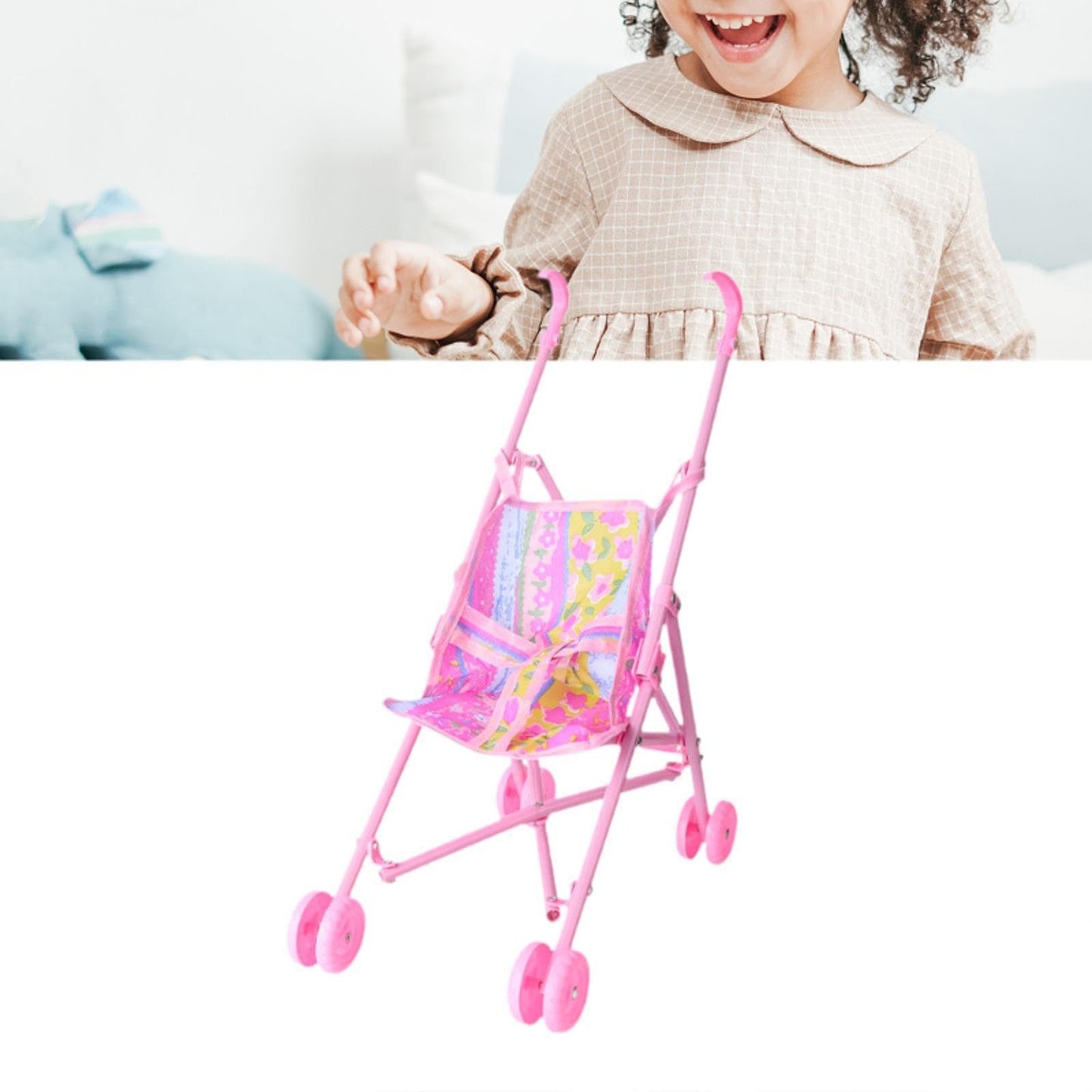 Baby Doll Stroller Toy, 36 cm (14.2 inch) Push Cart for Girls Pretend Play, PP & Cloth Stroller for Learning Activities Role Play Game