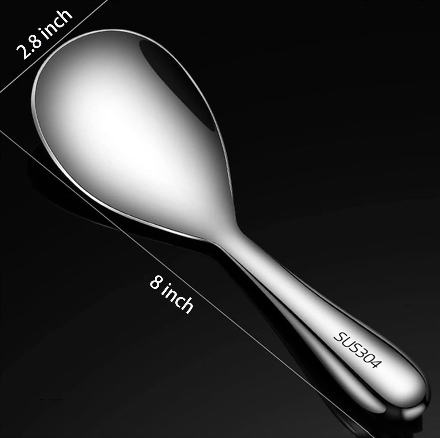 Comicfs 2Pcs Rice Spoon 304 Stainless Steel Rice Paddle Spoon Thickened Nonstick Rice Spatula Rice Scooper Rice Cooker Spoons Food Serving Scooper Kitchen Utensils for Home Restaurant Hotel (Bright)