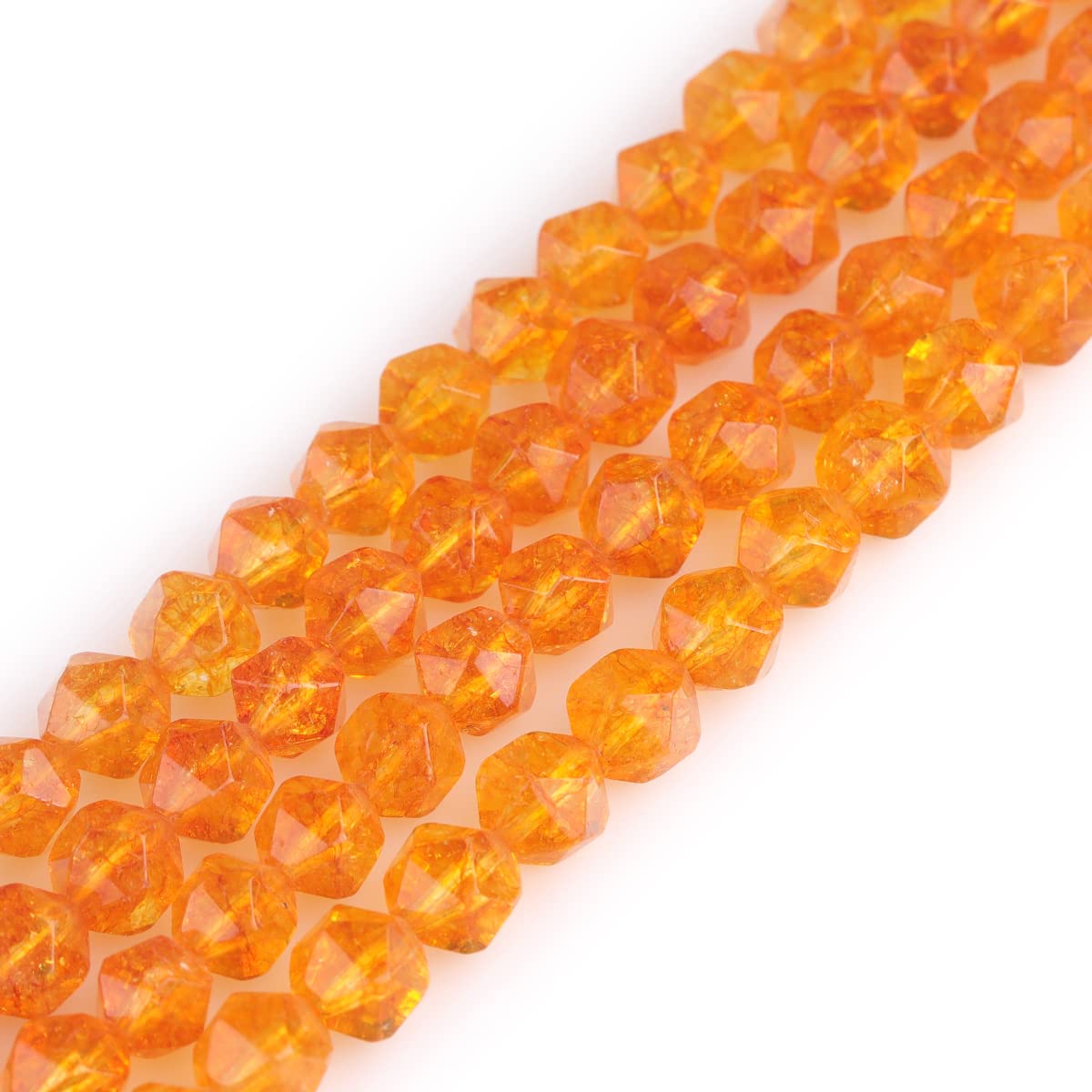 GEM-Inside 8MM Faceted Dyed Citrine Crystal Beads for Cambay Agate Beads for Jewelry Making Beads Gemstone Gem Loose Beads Findings Accessories Strand 15 Inches