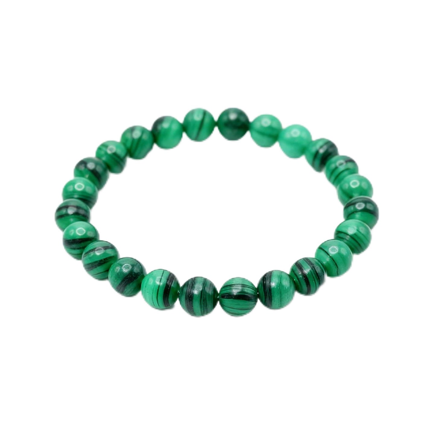 The Vida Handmade AAA+ Quality Crystal Stretch Elastic Bracelet - Nature Gemstone - Jewelry Gift - Holiday Gift - For Women & Men (Malachite)