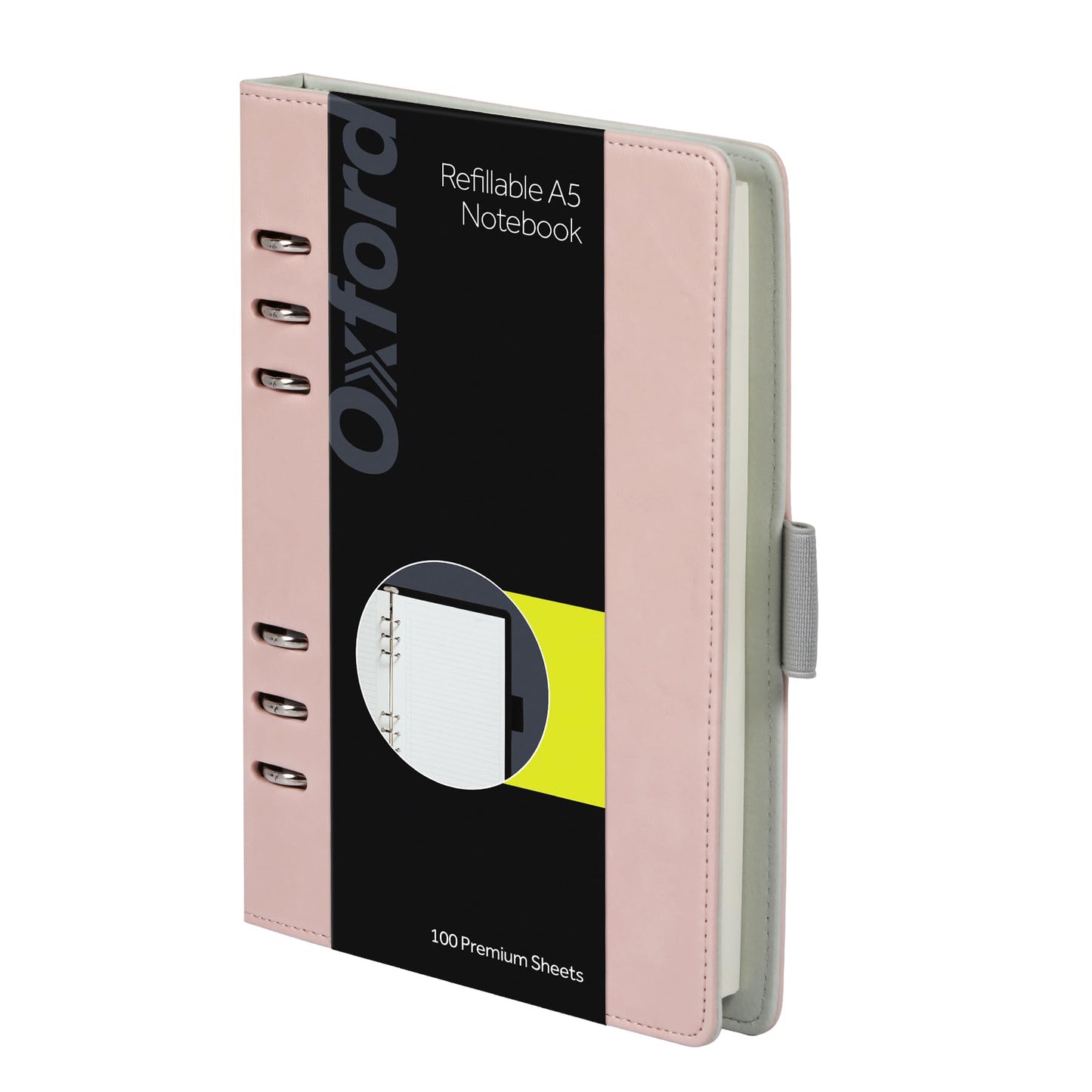 Oxford 6-Ring Professional Notebook, 7 x 9 Inch, Refillable Notebook, Writing Journal, Ivory Paper, 100 Sheets, Blush Pink Faux Leather Cover (90005)