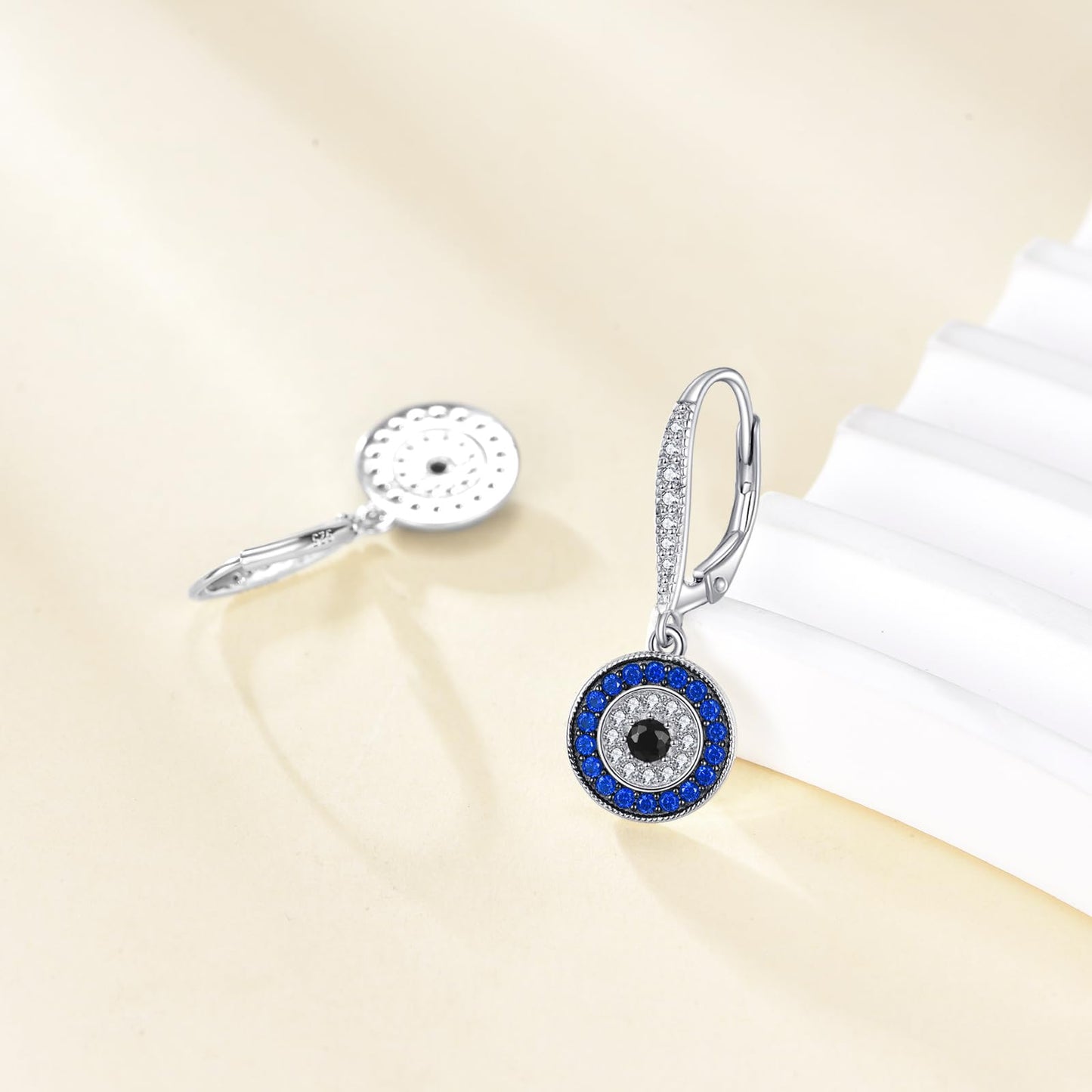 YFN Evil Eye Earrings for Women Sterling Silver Eye Dangle Earrings Minimalis Jewelry Gifts (Silver-Evil Eye Earrings)