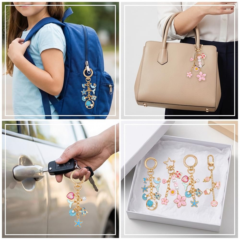 JOICEE 585Pcs Charms lip Gloss Keychain Making Kit, DIY Jewelry Crafts Making Kit with 192 Enamel Pendants 30 KeyChain Hooks 30 Chains and 333 Accessories Tools for Girls Adults Birthday Holiday Gifts