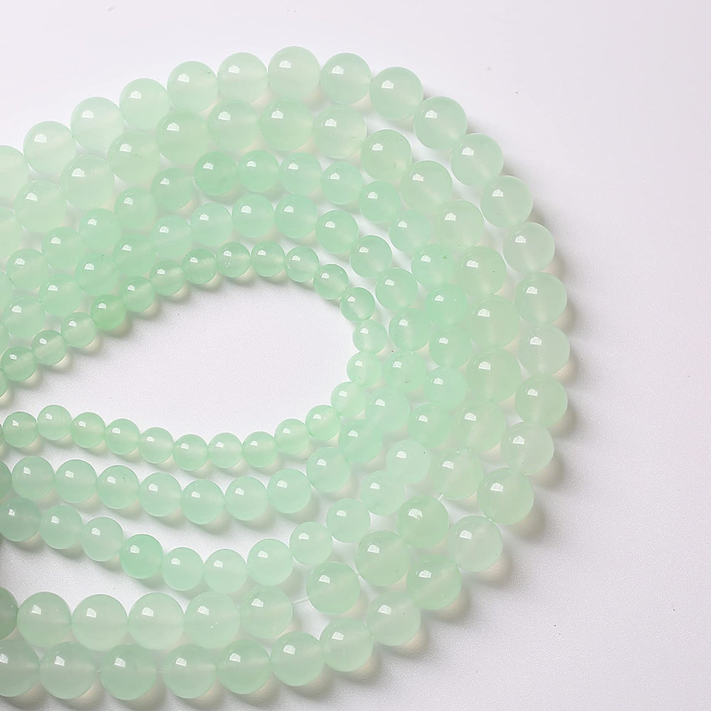 6mm 60pcs Natural Green Jade Chalcedony Beads Energy Healing Power Stone Beads for Jewelry Making Round Loose Beads DIY Bracelet 15" (Green Jade, 6mm)