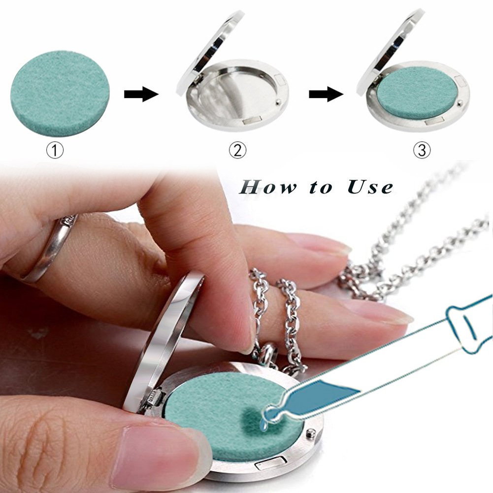 Aromatherapy Essential Oil Diffuser Necklace 316L Stainless Steel Locket Pendant with 24 Inch Chain (Cat)