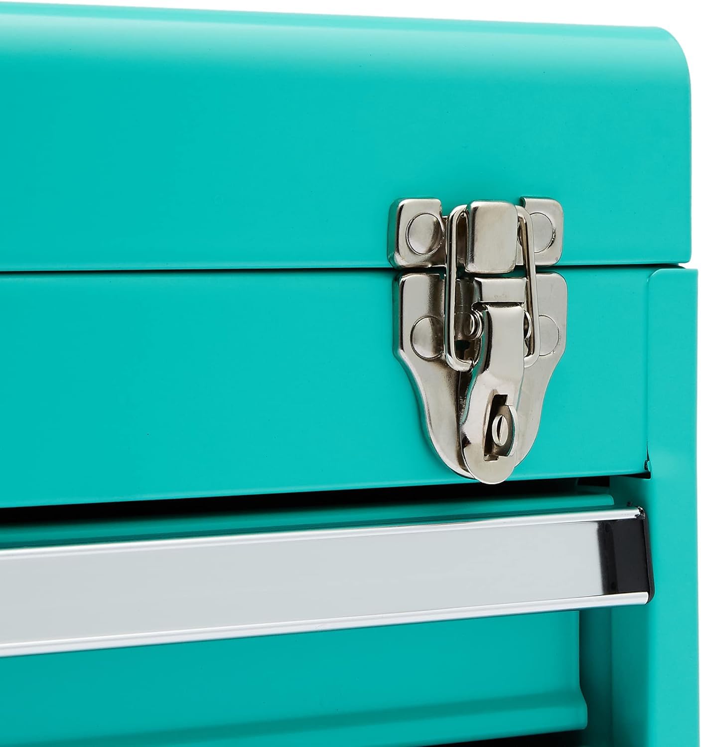 Amazon Basics Steel Tool Box Storage and Organization Drawers, Tool Storage with Powder Coat Finish, 18.11 x 8.66 x 9.45 in, Turquoise
