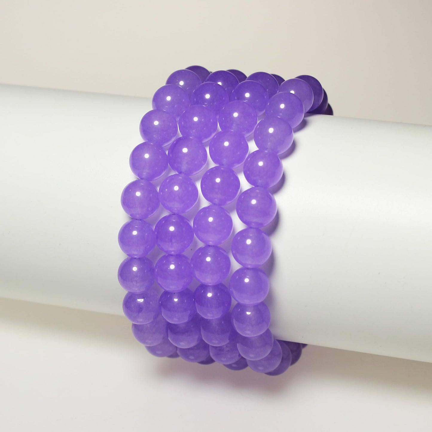 MJDCB Stone Beads 8mm 43pcs Round Lavender Purple Jade Loose Gemstone Bead Charms for Jewelry Making Bracelet Necklace Earring Pendant