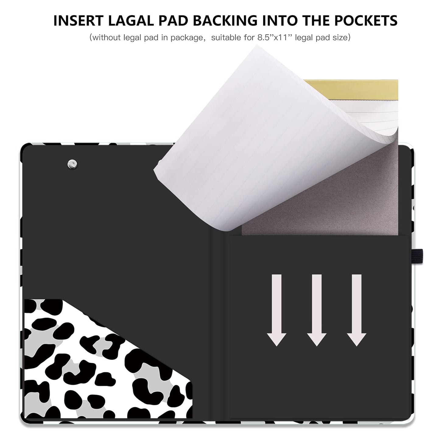 Hongri Mini Clipboard Folio with Refillable Lined Notepad and Interior Storage Pocket for Students, Classroom, Office, Women, Man, Cute Custom Pattern, Standard A5 Size 6 x 9 in, Cream Spots