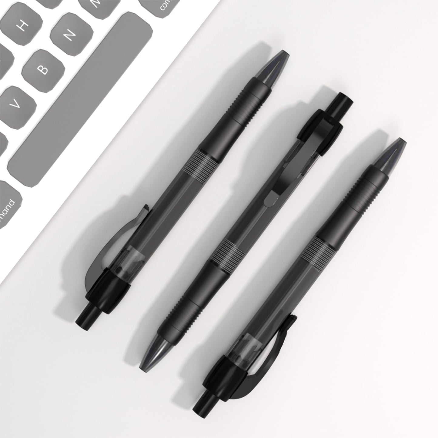 deegtran Pens Bulk, 30 Pack No Bleed Black Ink Click Pens with Soft Grip, Wholesale Retractable Ballpoint Pens for Office School, Medium Point Smooth 1.0MM