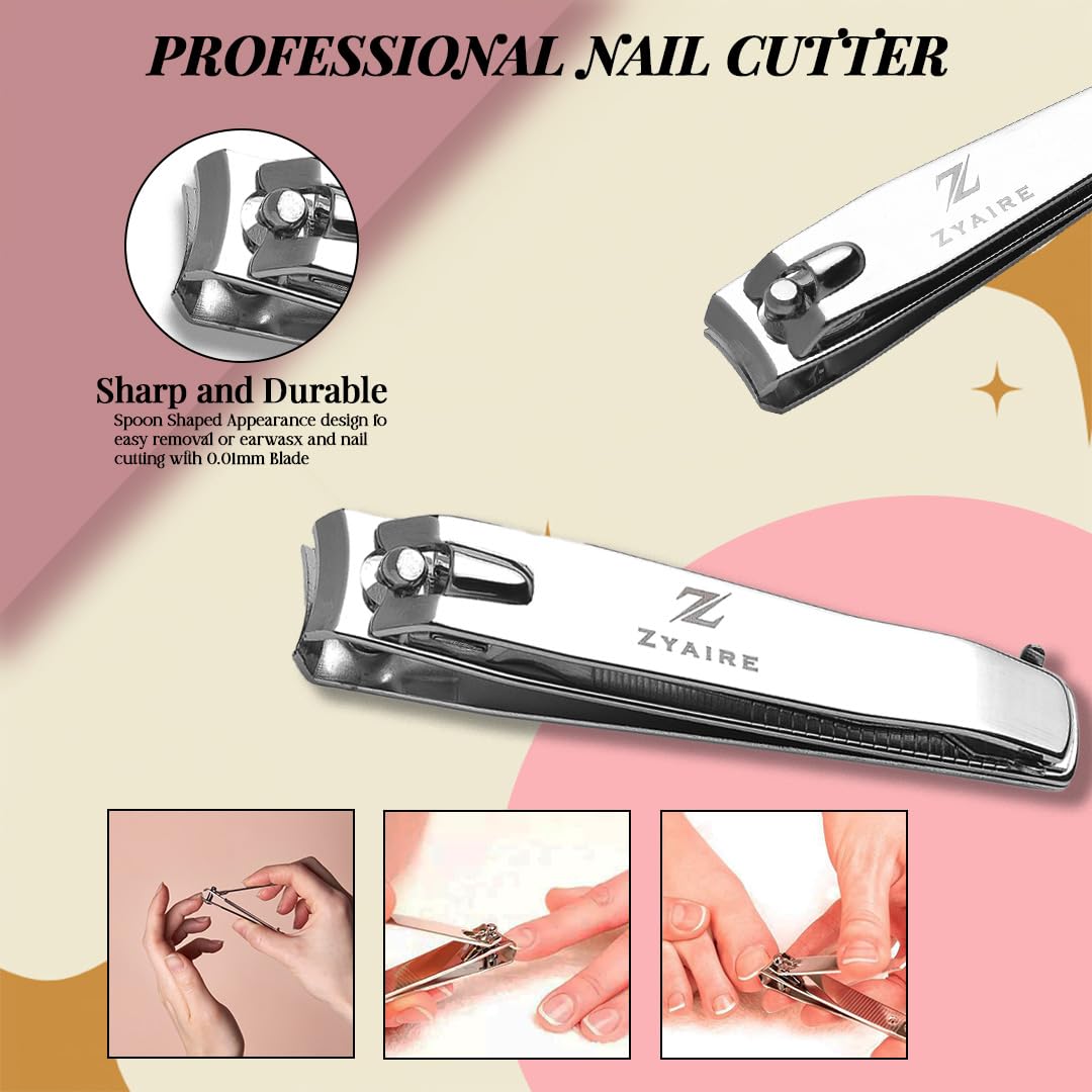 Manicure Pedicure Set - 10-in-1 Stainless Steel Grooming Kit, Personal Care Tools, Nail Nipper, Cuticle Cutter, Scissors, Tweezers, Blackhead Remover, Nail File & Case (Black)